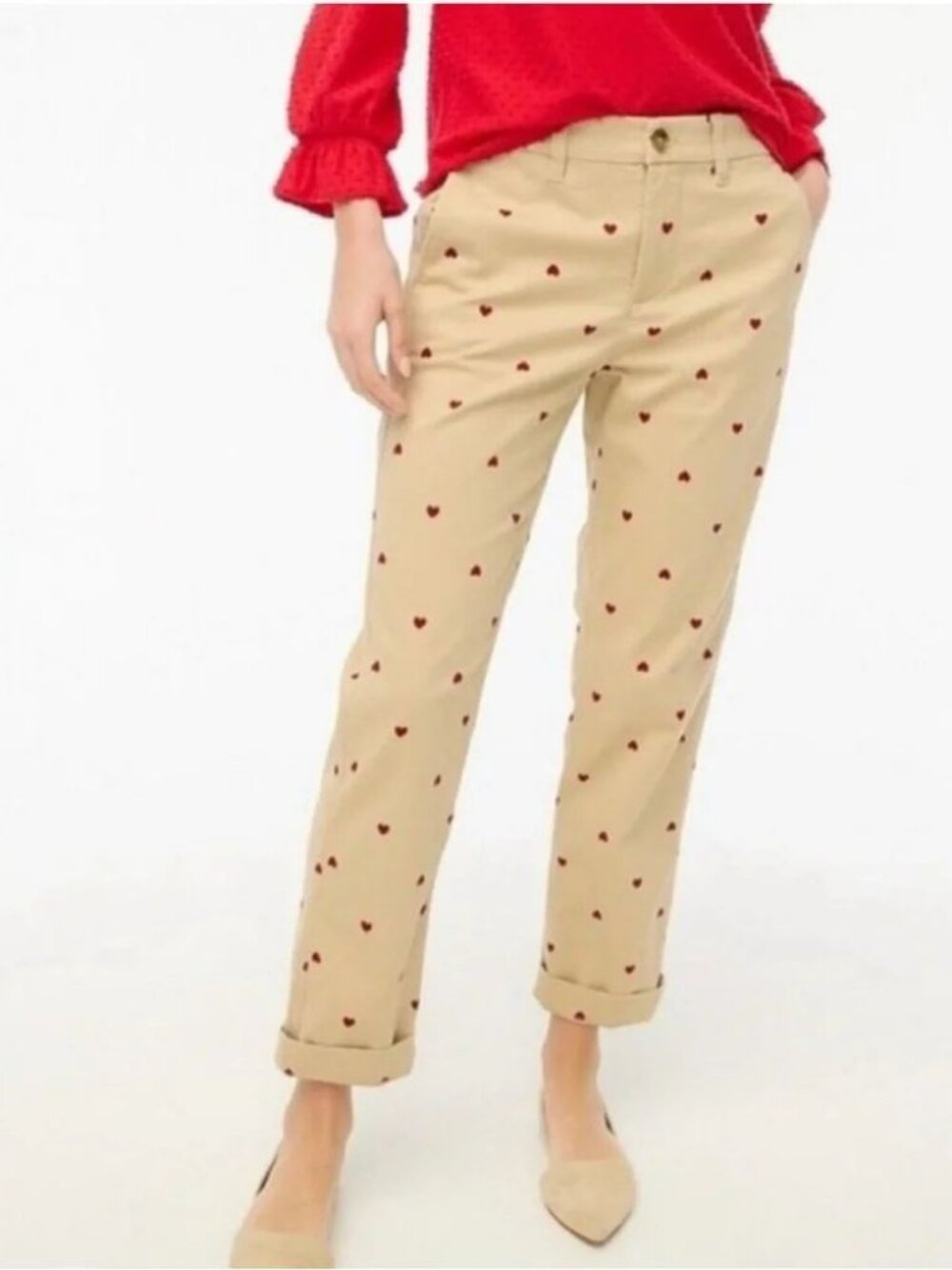 J. Crew High-Rise Girlfriend Chino Pant in Hearts